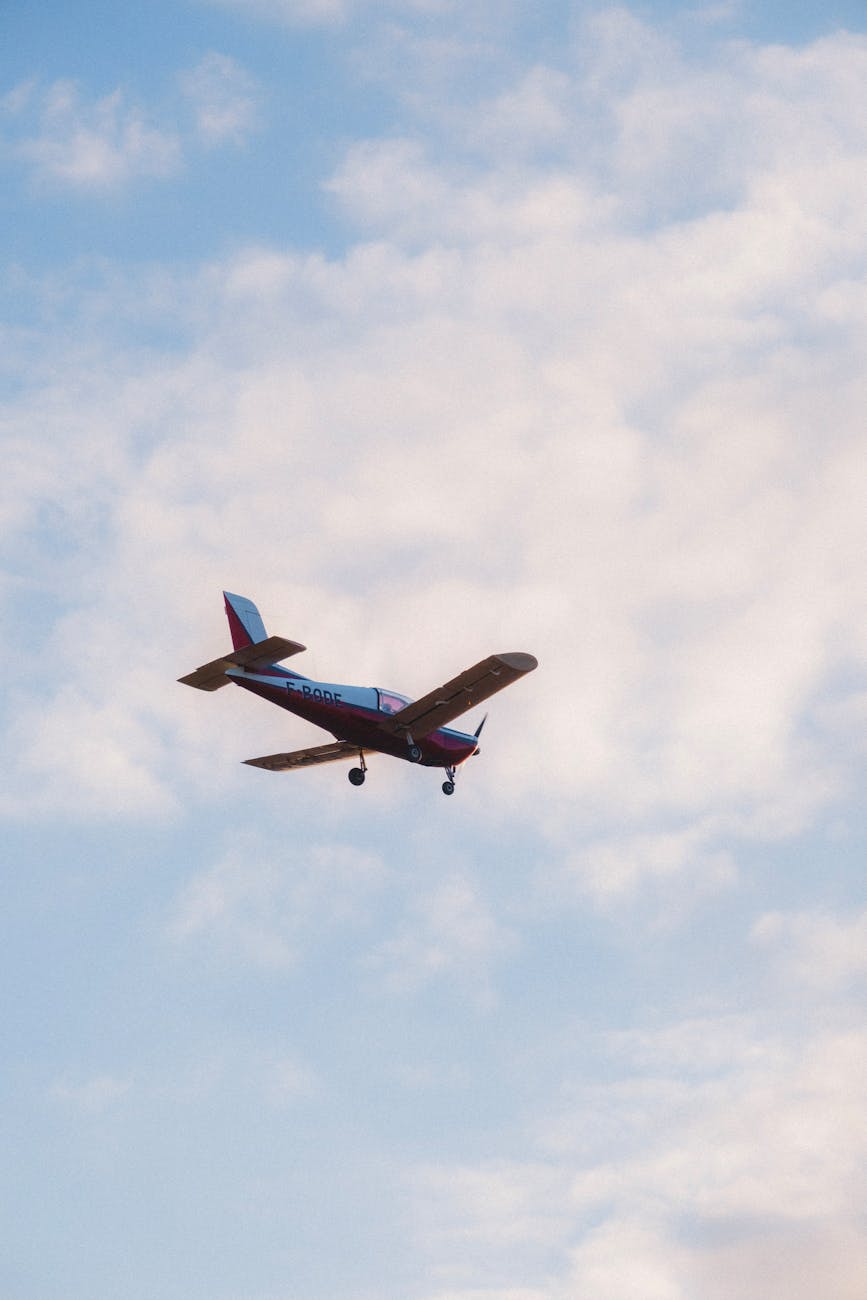 a flying airplane in the sky