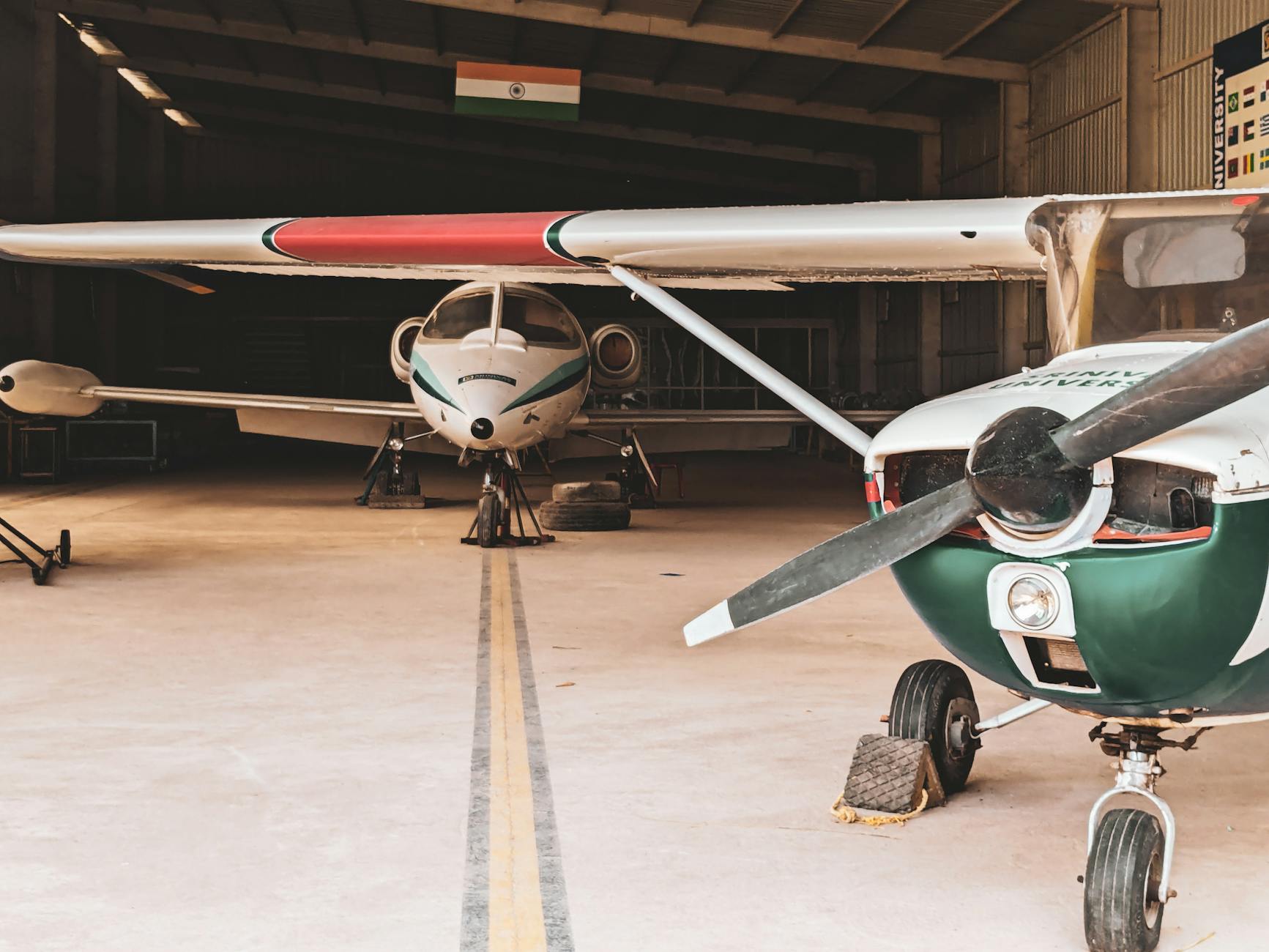 view of airplanes in a museum