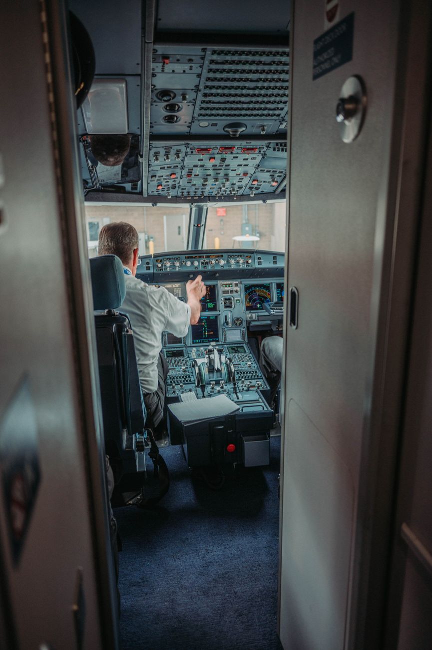 pilot sitting in cockpit