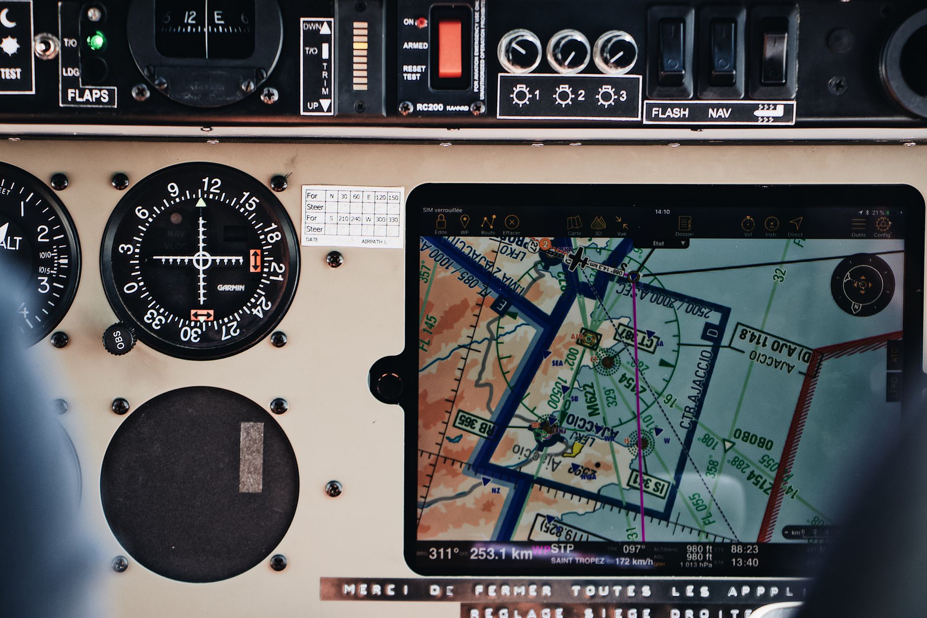 dashboard in cockpit of modern airplane