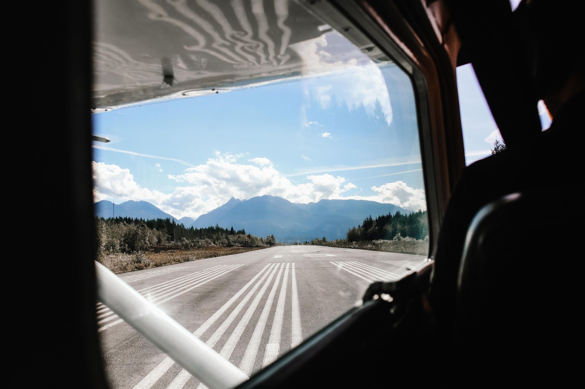 point of view of a person in a plane on a runway